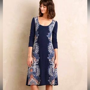ANTHROPOLOGIE Maeve Eira Midi Bohemian A-Line Sweater Dress Size Small EUC